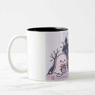 Caneca De Café Em Dois Tons Design de Chibi Dia das Bruxas para Crianças