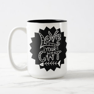 Caneca De Café Em Dois Tons Design de Citação Fofa para Amar seu Gato