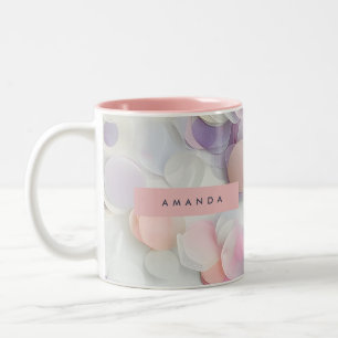 Caneca De Café Em Dois Tons Design de Confete Pastel Macio Personalizado