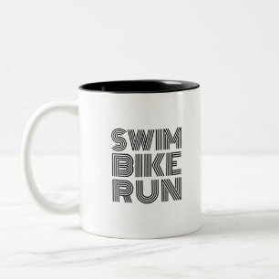 Caneca De Café Em Dois Tons Design de corrida de natação de Triathlon