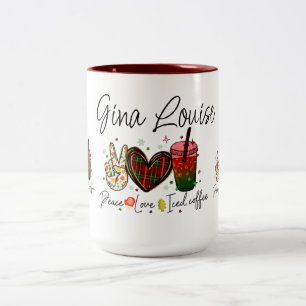Caneca De Café Em Dois Tons Design de Diversão de Café Forçado para Paz e Amor