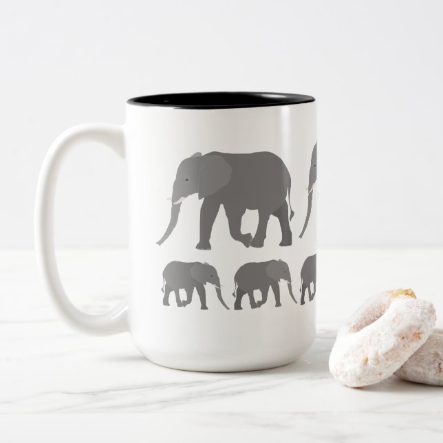 Caneca De Café Em Dois Tons Design de elefante (Com Donut)