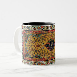 Caneca De Café Em Dois Tons Design de Elegante de Carpete Persa Antiquado