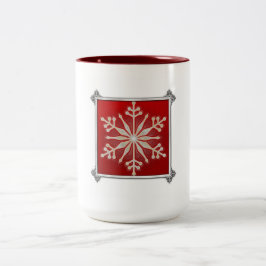 Caneca De Café Em Dois Tons Design de floco de neve Personalizável Natal