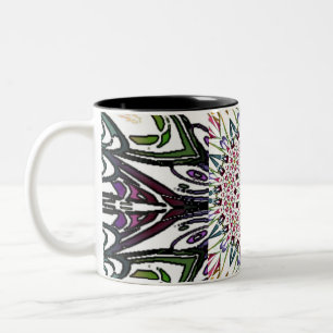 Caneca De Café Em Dois Tons Design de flor colorida trippy