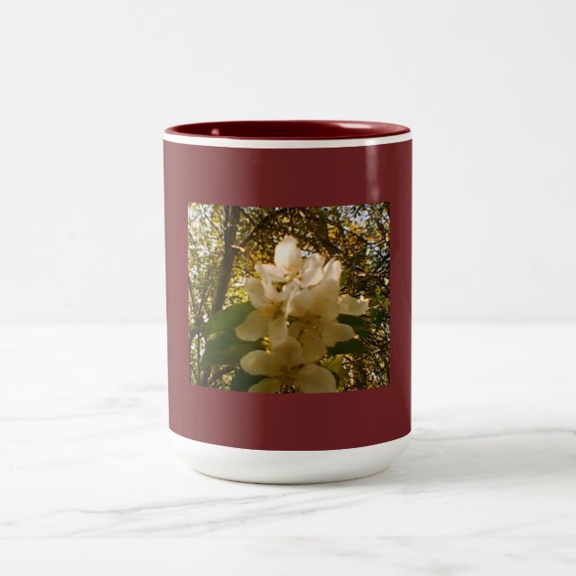 Caneca De Café Em Dois Tons Design de Flor de Maçã de Borra (Centro)