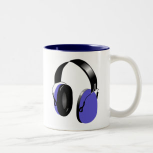 Caneca De Café Em Dois Tons DESIGN de FONES DE OUVIDO de MÚSICA AZUL URBAN MO