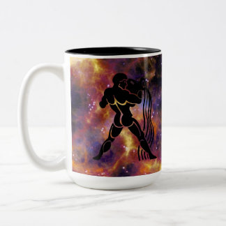 Caneca De Café Em Dois Tons Design de Galáxia do Zodíaco de Aquário – Horóscop
