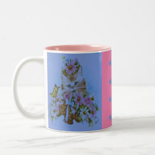 Caneca De Café Em Dois Tons design de gatinho fofinho com arco