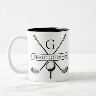 Caneca De Café Em Dois Tons Design de Golf - Modelo de Monograma