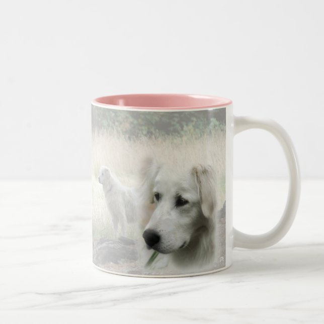 Caneca De Café Em Dois Tons design de guardas Maremma sheepdog (Direita)