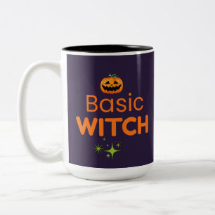 Caneca De Café Em Dois Tons Design de Halloween engraçado de bruxa básica