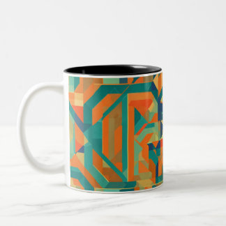 Caneca De Café Em Dois Tons Design de Harmonia Geométrica de Três Tons