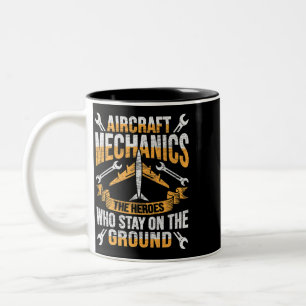 Caneca De Café Em Dois Tons Design de Herói Mecânico da Aeronave Mens para aer