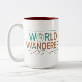 Caneca De Café Em Dois Tons Design de letra de mundo maravilhoso multicolorido