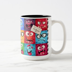 Caneca De Café Em Dois Tons Design de Mug de Expressões Multifaces