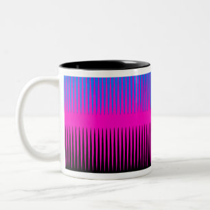 Caneca De Café Em Dois Tons Design de onda azul-rosa e preto