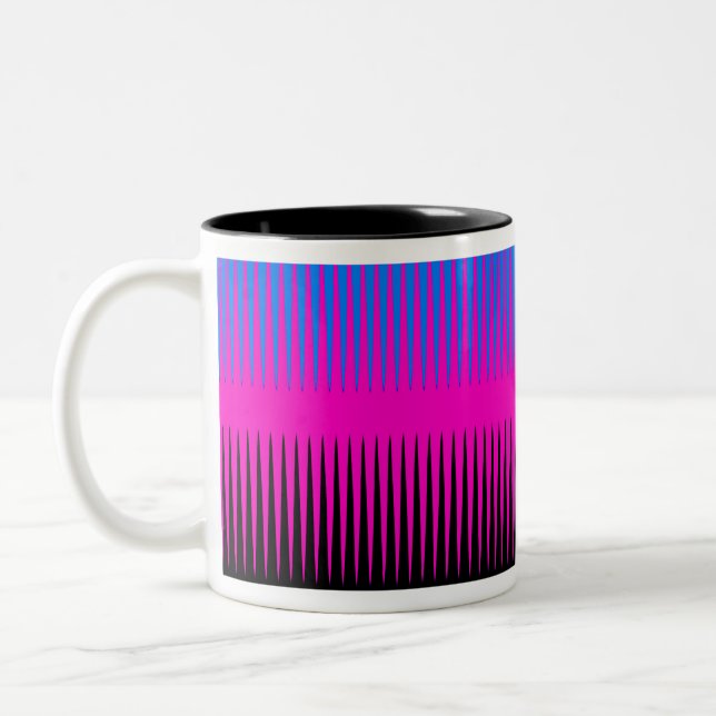 Caneca De Café Em Dois Tons Design de onda azul-rosa e preto (Esquerda)
