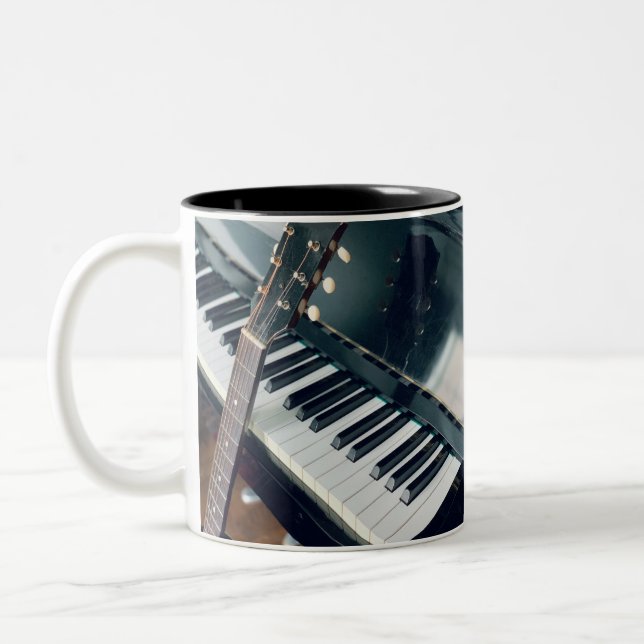 Caneca De Café Em Dois Tons Design de Piano bonito (Esquerda)