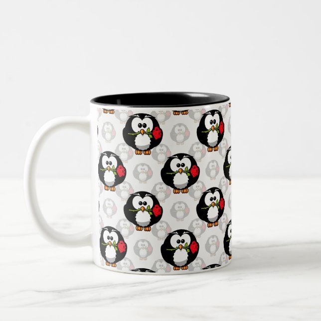 Caneca De Café Em Dois Tons Design de Pinguim-Cute (Esquerda)
