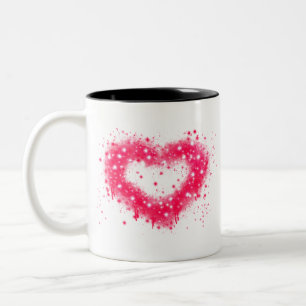 Caneca De Café Em Dois Tons design de pintura rosada a rosa com spray de grafi