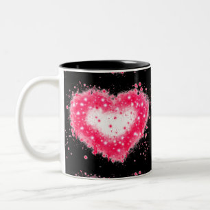 Caneca De Café Em Dois Tons design de pintura rosada a rosa com spray de grafi