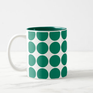 Caneca De Café Em Dois Tons Design de pontos de cor azul verde-esmeralda escur