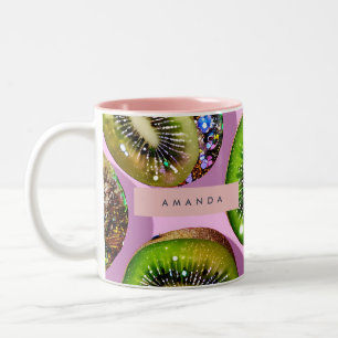 Caneca De Café Em Dois Tons Design de Pop Art Personalizado Vibrante com Glitt