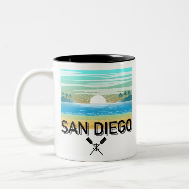Caneca De Café Em Dois Tons Design de San Diego - Mug Clássico (Esquerda)