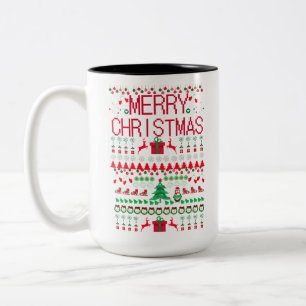 Caneca De Café Em Dois Tons Design de suéter feio de Natal