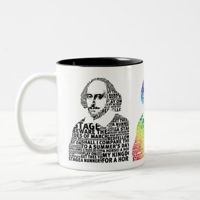 Caneca De Café Em Dois Tons Design de texto Shakespeare (Esquerda)