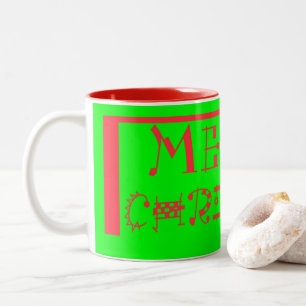 Caneca De Café Em Dois Tons Design de Tipografia Feliz de Natal: Um Retro Fest