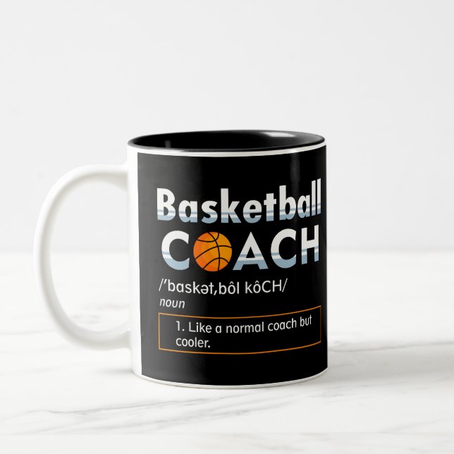 Caneca De Café Em Dois Tons Design de treinador de basquetebol (Esquerda)