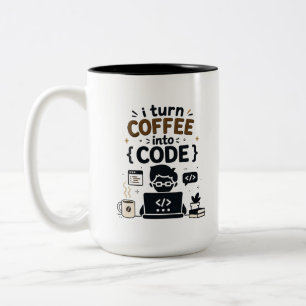 Caneca De Café Em Dois Tons Design Divertido de Programador