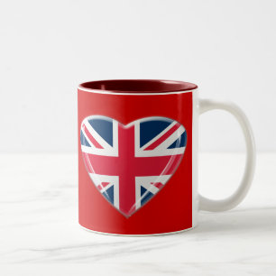 Caneca De Café Em Dois Tons Design do coração de Union Jack