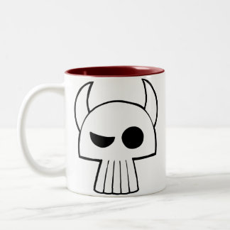 Caneca De Café Em Dois Tons Design do crânio dos desenhos animados com os