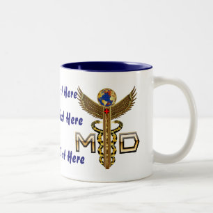 Caneca De Café Em Dois Tons Design do doutor Médico Logotipo VISTA SOBRE