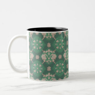 Caneca De Café Em Dois Tons Design do Estilo Vitoriano Repetitivo Verde
