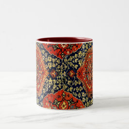 Caneca De Café Em Dois Tons Design do tapete oriental em azul&laranja