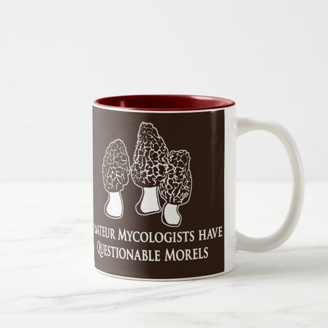 Caneca De Café Em Dois Tons design duvidoso da chalaça dos morels (Direita)