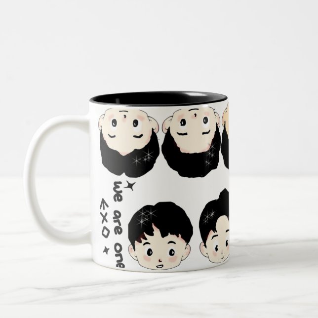 Caneca De Café Em Dois Tons Design fofo de desenho do Exo (Esquerda)