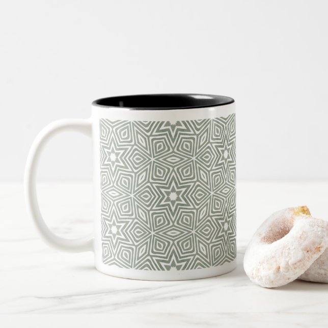 Caneca De Café Em Dois Tons design geométrica moderna (Com Donut)