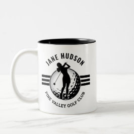 Caneca De Café Em Dois Tons Design Golfer das Mulheres Elegantes