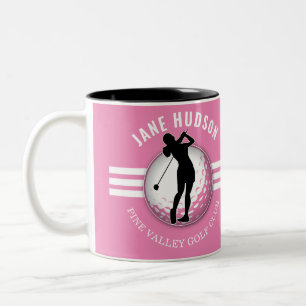 Caneca De Café Em Dois Tons Design Golfer das Mulheres Elegantes