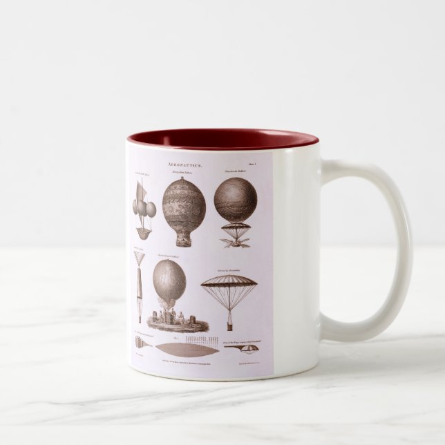 Caneca De Café Em Dois Tons Design histórico do balão de ar quente (Direita)
