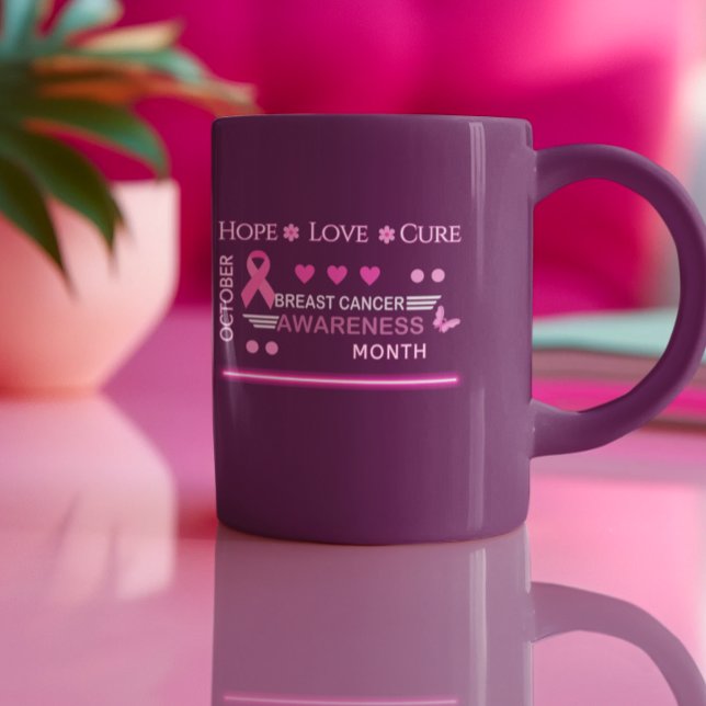 Caneca De Café Em Dois Tons Design mês de consciência do câncer de mama (Criador carregado)