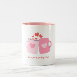 Caneca De Café Em Dois Tons Design Namorados de de ilustração rosa branca