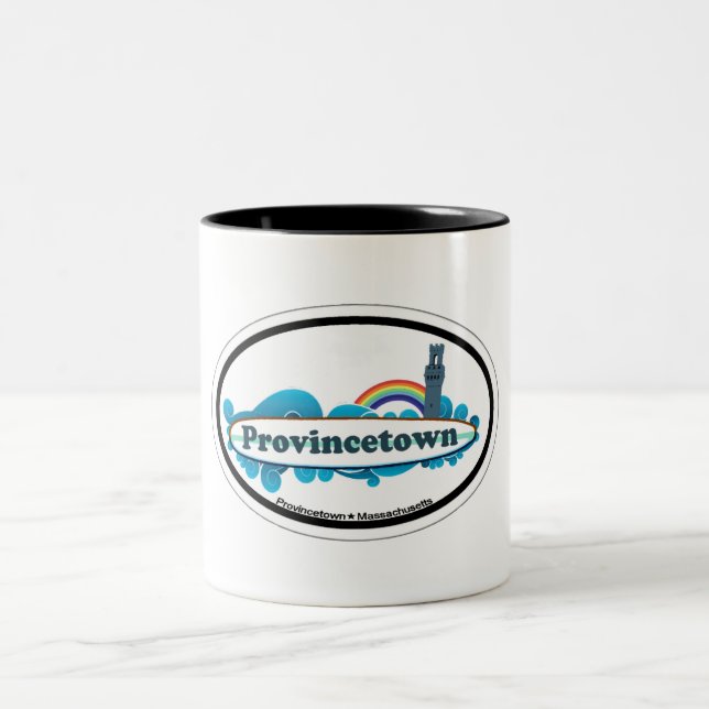 Caneca De Café Em Dois Tons Design Oval de Provincetown. (Centro)