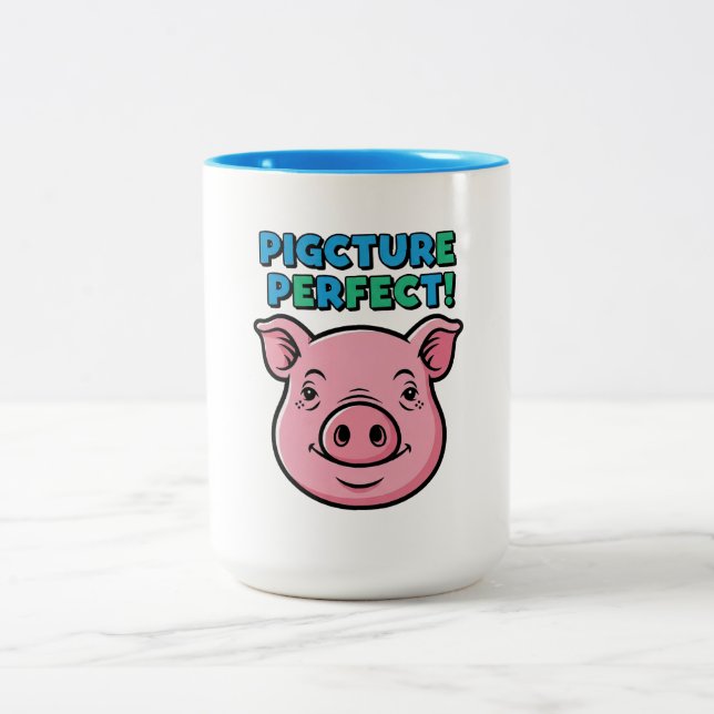 Caneca De Café Em Dois Tons Design Perfeito de Porco (Centro)