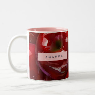 Caneca De Café Em Dois Tons Design Personalizado de Maçã Vermelha Brilhante